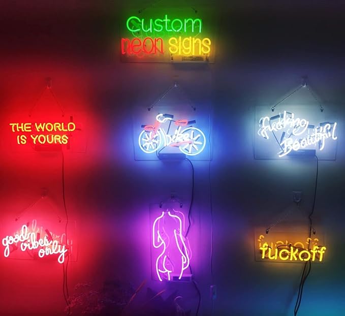 Neon Signs Compatible for Shiner Beer Hot Bbq Cold Beer,Real Handmade Neon Light for Office Hotel Pub Cafe Birthday Party Man Cave Neon Light Art Wall Lights 24 X 20 Inches