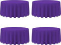 BRILLMAX 4 Pack Purple Round Tablecloths 132 Inch - Circle Bulk Linen Polyester Fabric Washable Table Cloth Cover for Wedding Reception Banquet Birthday Party Buffet Restaurant