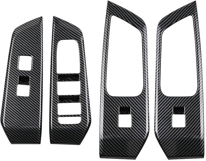 4pcs Carbon Fiber Style Front Rear Doors Window Glass Lift Switch Panel Cover Decorative Sticker Protection Car Interior Accessories for 2024-2025 Toyota Grand Highlander KT18