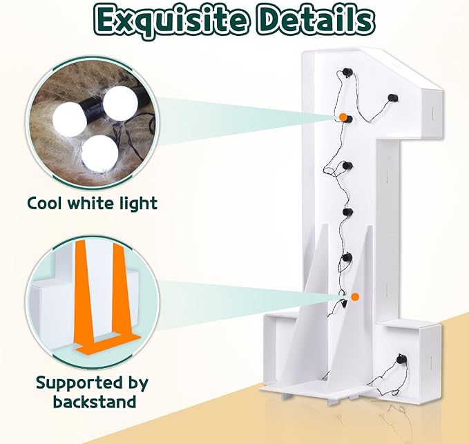 Marquee Numbers 3 Feet Tall Big Light Up Numbers 10th Happy Birthday Decorations Girl Boy White Anniversary Party Decor Large Cardboard Prop Backdrop Sign 10