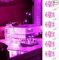 HXWEIYE 6 Pack Pink Fairy Lights Battery Operated, 7ft 20LED Mini Fairy Mason Jar Light, Waterproof Firefly Starry Lights for DIY Wedding Party Bedroom Patio Christmas Décor