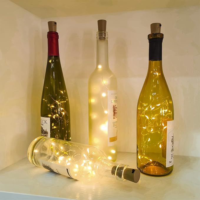 10 Pack Wine Bottle Lights with Cork, 20 LEDs, 6.6 Ft, Fairy Mini String Lights for DIY Jar Halloween, Christmas, Party Decoration, Wedding Listing (10 Pack, Warm White)