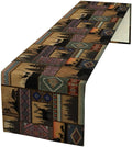 Rustic Cabin Bear Aztec Table Runner, Retro Brown Bear Rustic Theme Geometry Decoration for Home Dinner Party Living Room Bedroom Table Runner 13x108 Inch