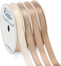 Ribbli Champagne Satin Ribbon 3/8 Inch x 4 Rolls Total 40 Yards-Ivory Champagne Ribbon for Gift Wrapping Craft Wedding Decoration