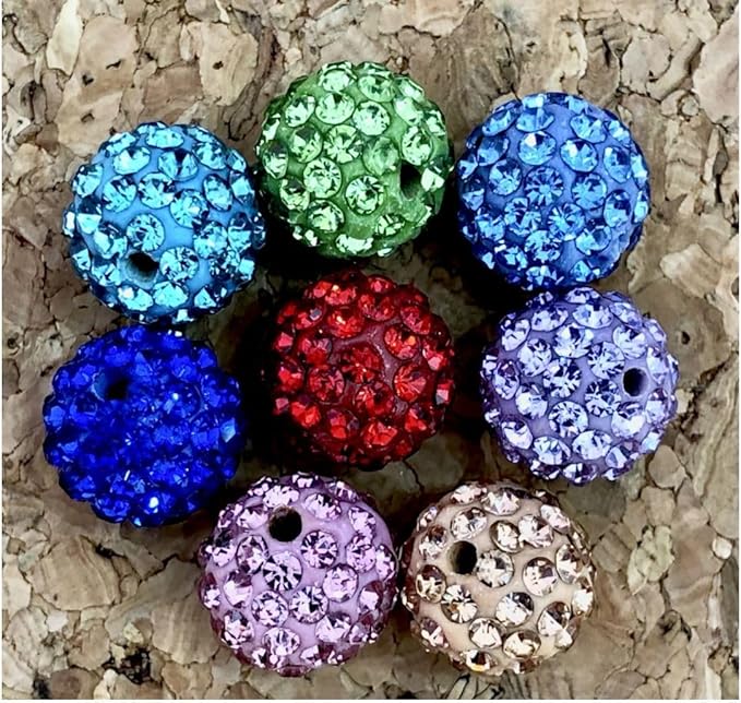 50pcs Adabele Grade A Suncatcher Crystal Rhinestone Pave Loose Beads 10mm Sapphire Blue Polymer Clay Disco Ball Spacers Compatible with Shamballa All Craft Jewelry Making DB10-13