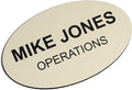 Custom Engraved Name Tag Badges – Personalized Identification with Pin or Magnetic Backing, 2.8 Inch Oval, Almond/Black