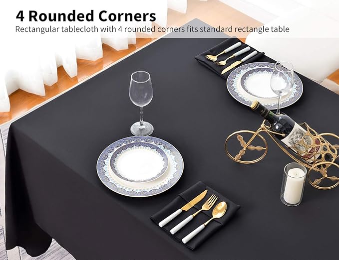 Surmente 10 Pack Black Tablecloth 60 x 102-inch Rectangular Polyester Table Cloth for Weddings, Banquets, or Restaurants