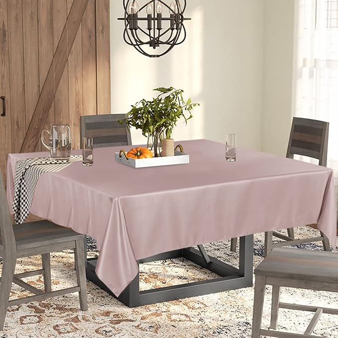 Fitable Rectangle Tablecloth Stain and Wrinkle Resistant Washable Polyester Table Cloth for Buffet Parties and Camping (54x108 inch, Blush)