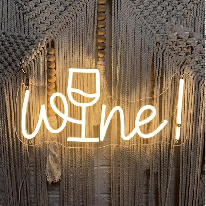 Acrylic Wine Neon Sign for Wall or Window Background Decor,LED Dimmable Bar Neon Decorative Cocktails Light Handmade Art Lamp for Home Pub Wedding Party Bar Studio,Warm White,5V USB Powered