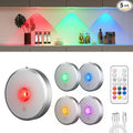 RGB Puck Lights with Remote Control, 2000mAh Rechargeable Stick on Led Lights, 9 Colors & 2 Dynamic, Tap Light with Timing,Under Cabinet Lighting for Closet,Kitchen,Cabinet,Shelf(Silver, 5 Pack)