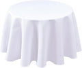 Biscaynebay Textured Fabric Round Tablecloths 60 Inches for Tables diameters from 28" to 48", White Table Cloth Water Resistant Small Circle Folding Table Covers for Dining Kitchen Wedding Parties