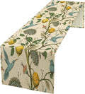 Table Runner with Flowers and Birds, Spring Plant Flowers Table Decoration Linen Table Runner Family Party Party Decorations 13x36 Inches