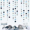 Dusty Blue Party Decorations Navy Blue Circle Dots Garland Gray Blue Hanging Paper Polka Dot Streamer for Wedding Baby Shower Engagement Bridal Shower Birthday Graduation Nautical Theme Party Supplies