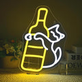 Cat Neon Sign LED Light Up Wall Decor for Bedroom, Home Bar, Man Cave, and Party Dimmable White Yellow Sign Unique Cat Gift, USB Powered, 12.9" * 9.4