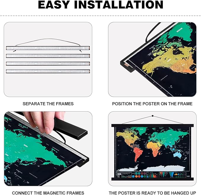 9x12 9x24 9x13 Poster Frame, Magnetic Light Wood Frame Hanger for Photo Picutre Canvas Artwork Art Print Wall Hanging (1 Pack, 9", Black)
