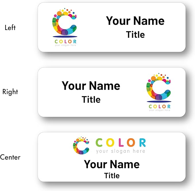 Custom Name Tags - Full Color Logo Name Tags - Scratch Resistant Metal Front & Hard Plastic Back (2 x 3 Inch, Silver)