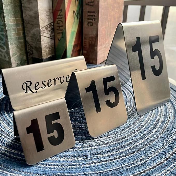 10 Pcs Metal Place Cards Stackable Tent Style Table Numbers，Place Card Holders for Celebration Wedding Party Restaurants Cafes Bars Gatherings meeting Room Board Game Serial (Medium 21-30, Black)