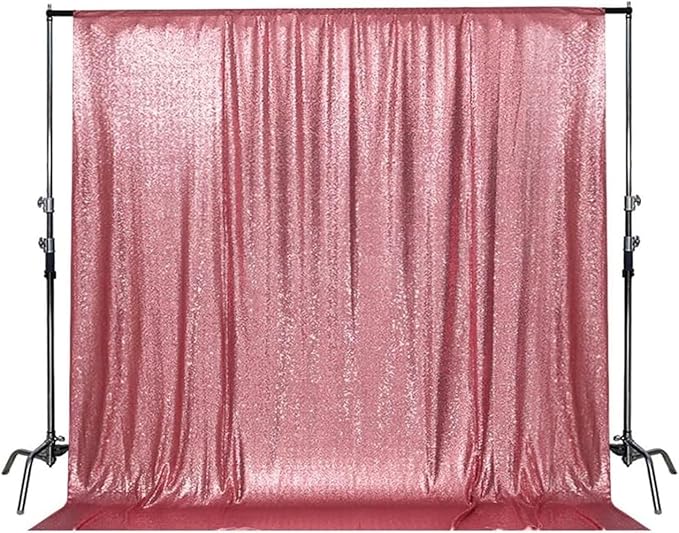 Poise3EHome 8Ft x 8Ft Fuchsia Pink Sequin Backdrop, Glitter Thick Satin Sequin Background Drapes, Sparkly Opaque Photography Curtain Backdrop for Wedding Party Holiday Festival Decor