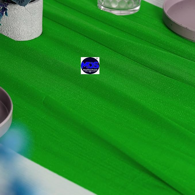 MDS Halloween Chiffon Table Runner - 12 Pack, 29 x 170 Inches, 14ft Each - Sheer Spooky Table Runners for Haunted House Parties, Trick-or-Treat Tables, Witchy Décor, Wedding & Events - Green