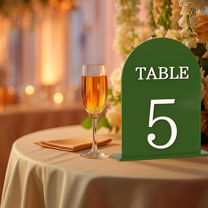 Arch Wedding Table Numbers 1-20 with Stands, 5" X 7" Double Sided Acrylic Wedding Sign Holders, Durable Non-Fading Table Number for Wedding Reception, Events, and Centerpieces