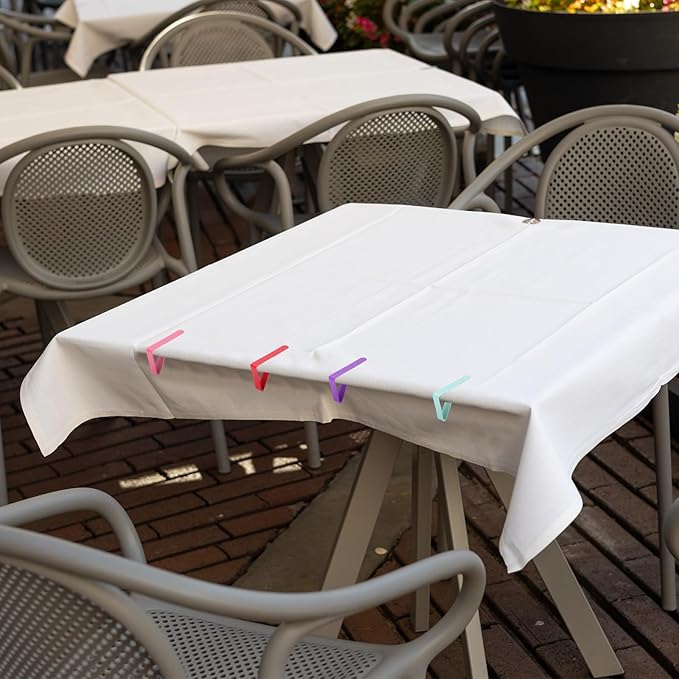 uxcell 8 Pack Tablecloth Clips, Stainless Steel Table Cloth Cover Clamps, 2.56" x 2.68" Windproof Holder Clips for Home Party Picnic Wedding Camping Dining Tables, White