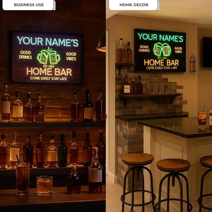 Personalized Irish Pub Signs with Your Name for home wall light up with personalized pub name, man cave accessories, beer themed neon customizable lighted sign