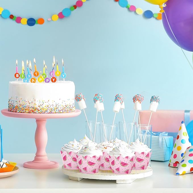 Whaline 36Pcs Watermelon Cupcake Wrappers Watercolor Pink Watermelon Cupcake Liners Decorative Cupcake Holders for Birthday Baby Shower Summer Dessert Decor