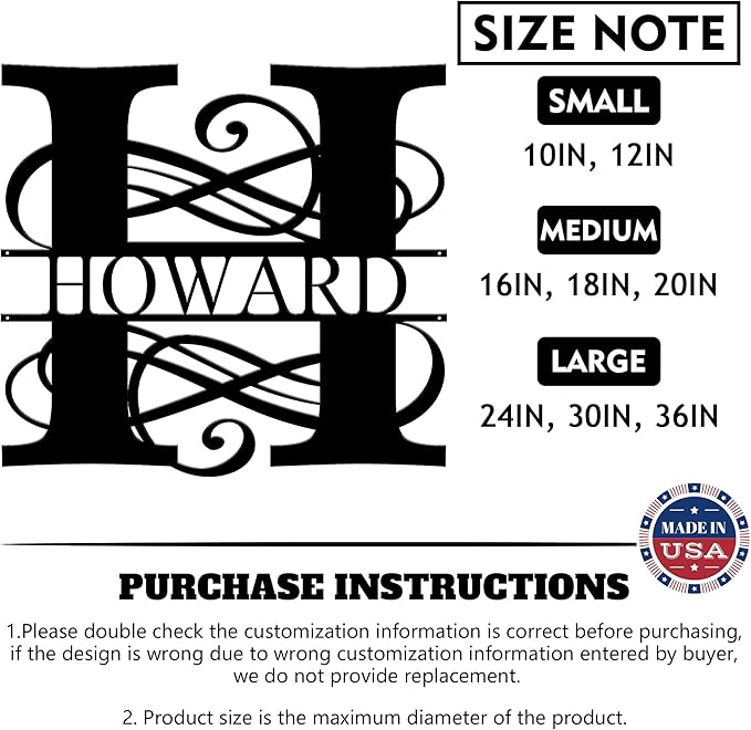 Custom Signs Outdoor Metal, Personalized Name Sign, Family Last Name Sign Home Decor, Initial Monogram Wall Metal Art, Customized Christmas Wedding Housewarming Gifts