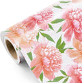 WRAPAHOLIC Floral Wrapping Paper Roll - Mini Roll - 17 Inch x 33 Feet - Peach Flower Wrapping Paper, Perfect for Girls Women Birthday, Wedding, Bridal Shower