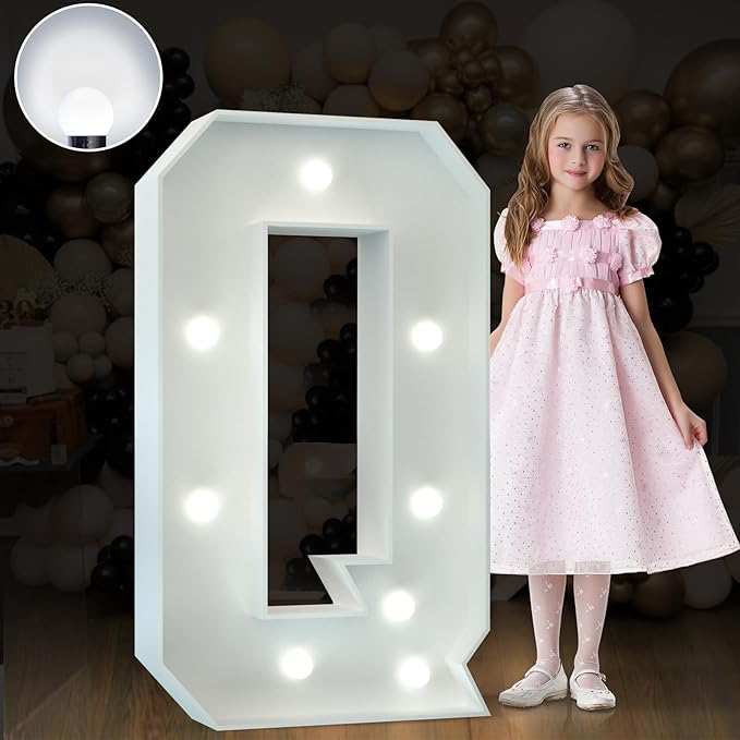 Marquee Letters 3 Feet Tall Large Light Up Letters Baby Shower Decorations Wedding Engagement Proposal White Party Decorations Marry Me Sign Big Cardboard Backdrop Q
