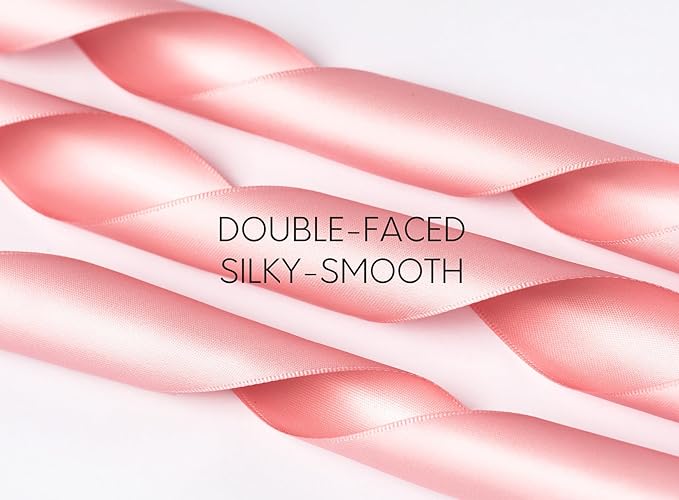 Pink Satin Ribbon 1-1/2 Inch x 50 Yards Double-Faced Valentines Ribbons for Flower Bouquet Gift Wrapping Party Decor Wedding Invitation DIY Craft