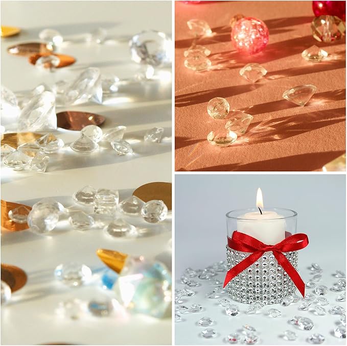 PATIKIL 4000 Pcs Wedding Table Scatter Confetti Crystals 6mm Acrylic Diamonds Vase Fillers Gems for Table Centerpiece Decorations Party Vase Beads, Rose Red