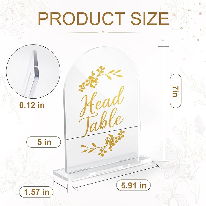 Wedding Table Numbers 1-30 Clear Acrylic Seating Number Signs for Weddings Reception Anniversary Party Decor Seat Number for Tables with Elegant Gold Lettering