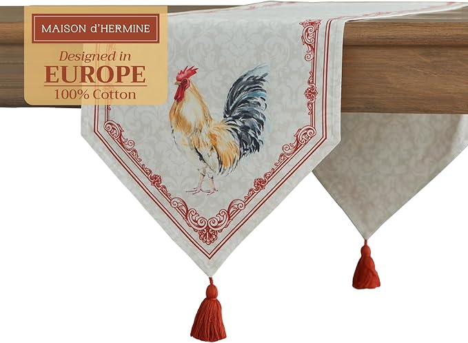 Maison d' Hermine Table Runner 100% Cotton Double Layer Table Runners 72 inches Long Decorative for Home Kitchen Dining Party Baby Shower Wedding Bridal Shower Spring Summer (Campagne, 14.50" x 72")