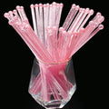 100-PCS Pink Glitter Plastic Swizzle Sticks, Crystal Cake Pops, Cocktail Coffee Drink Stirrers, Stir Sticks for Valentine's Day Christmas Party, 7.24 Inch