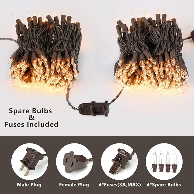 Clear Christmas Lights, 69.6ft 300ct Incandescent Christmas Lights, Connectable Outdoor Mini Tree Light Xmas Fairy Light, 120V UL Certified Indoor String for Xmas Party Birthday, Warm White