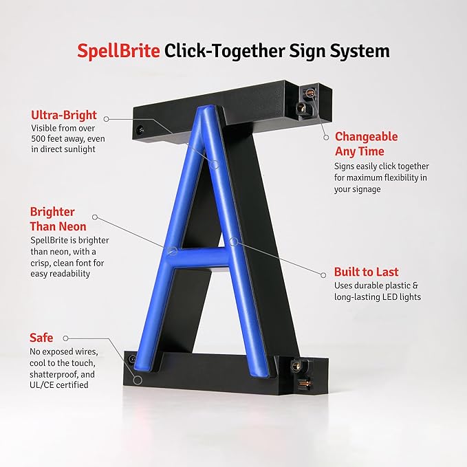 SpellBrite BEER & WINE Sign | Beer-Related Sign with Neon Look, Blue LED Light Source | 22.0" x 15.0"