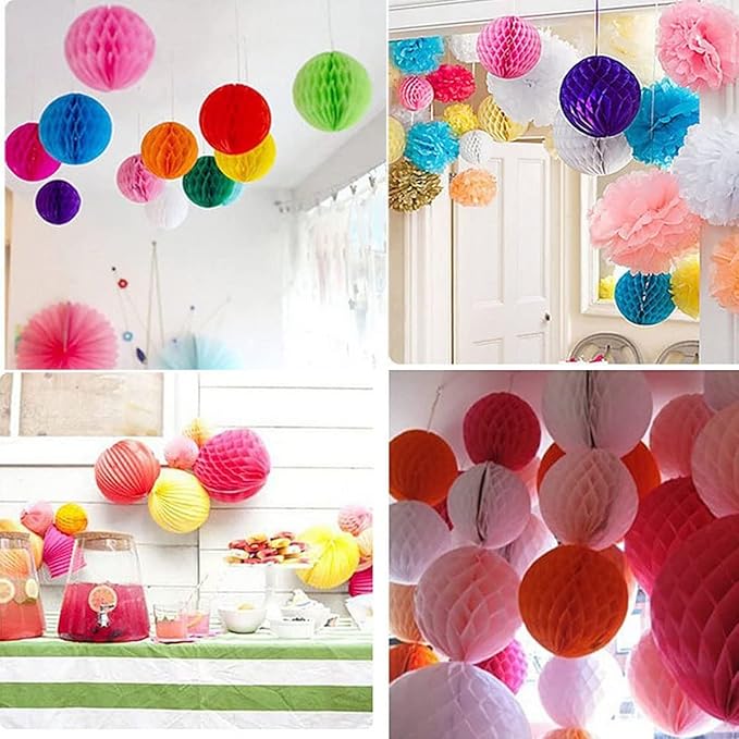 12pcs Party Honeycomb Balls Decorations - 4'' 8'' 10'' Honeycomb Tissue Pom Balls for Baby Shower, Birthday, Wedding & Nursery Wall Decor (Green)