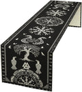 Ancient Abstract Pattern Table Runner, Tree of Life Eagle Dragon Boat Rudder Black and White Table Runner for Party Kitchen Dinner Cafe Bedroom Living Room Table Runner 13x90 Inch