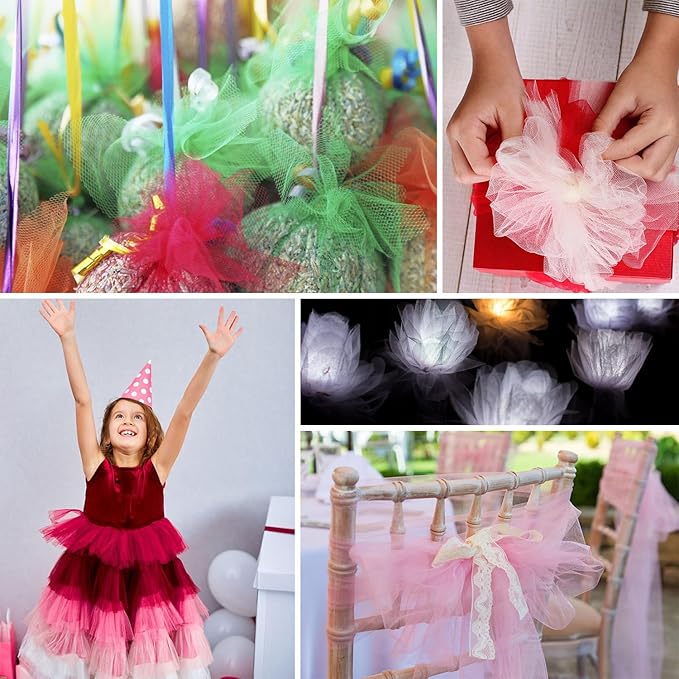 54" by 20 Yards Purple Tulle Fabric Rolls - Tutu Spool Bolt for DIY Wedding Decoration, Baby Shower Tutu Skirt, Gift Wrapping - Matte Tulle, Roll Packaging