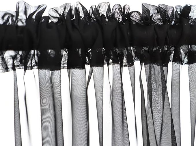 Window Black Sheer Curtains 84 Inches Long 2 Panels Sheer Curtain Basic Rod Pocket Panel for Bedroom Children Living Room Yard Kitchen (Black, 52" W x 84" L | 2 pcs)