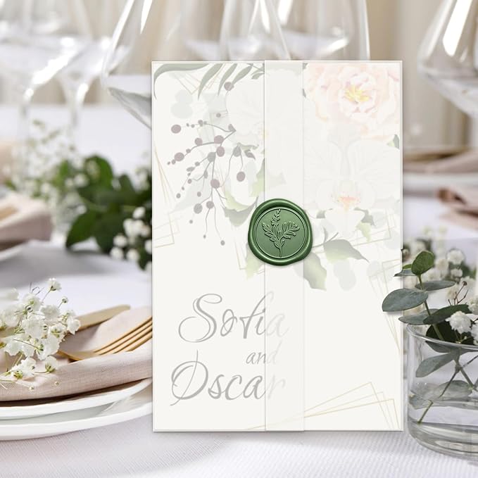 60 Pack Pre-Folded Vellum Jackets for 6x6 Invitations, Translucent Vellum Paper 6x6 Jackets, 100GSM Wedding Invitations Wraps, Envelope Liners for Birthdays, Baby Showers