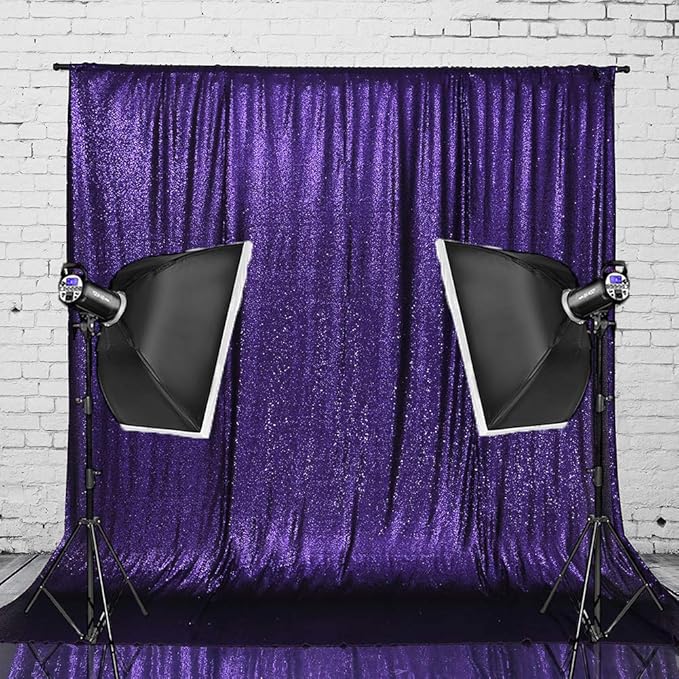 Eternal Beauty Purple Sequin Backdrop, 10x10 Ft Halloween Glitter Background Curtains for Shimmer Photography Party Wedding Birthday Back Drop Decor
