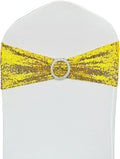 50 Pcs Sequin Chair Sashes Stretch Chair Bands Spandex Polyester Bows for Party Hotel Wedding Banquets Decoration -Gold