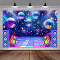 Dance Party Backdrop Retro 80s 90s Theme Stage Dance Ball Music Birthday Party Decoration DJ Photography Background 6 x 4 ft for Baby Shower Picture Photo Shoot Polyester Fabric,Multi1