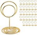 30PCS Table Number Holders Place Card Holder - Photo Holders for Tables, Cards Stand Name Menu Clips,Small Table Sign Holders for Wedding Anniversary Birthday Party (Gold)