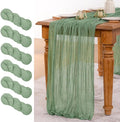 MLMW 6 Pack Sage Green Table Runner Cheesecloth Boho Gauze Rustic Cheese Cloth Table Runner 160 inch Sheer 13.3ft for Wedding Party Baby Bridal Shower Birthday