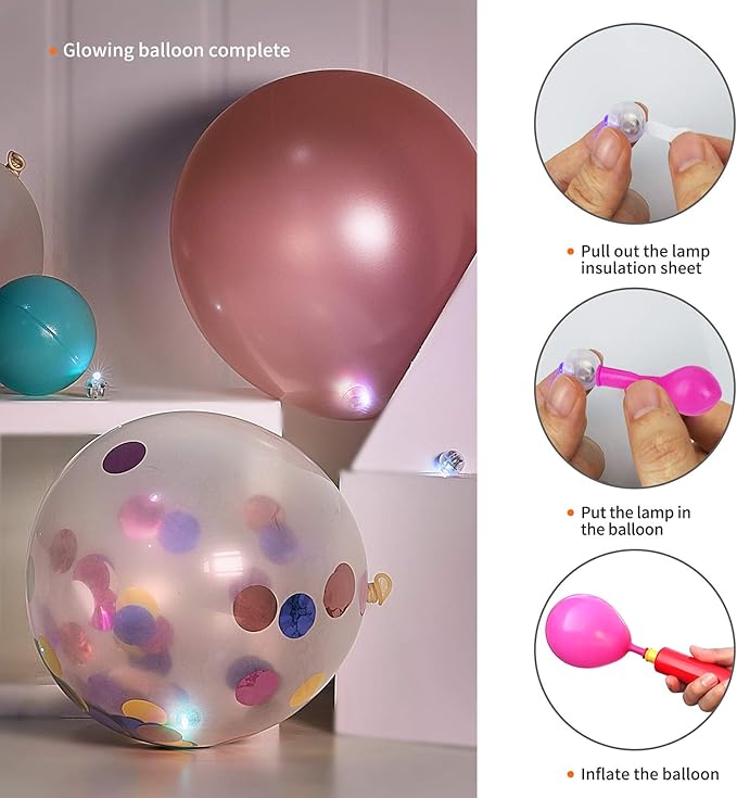 Aogist 200pcs White Balloon Light,Long Standby Time Waterproof Mini Ball Light,Round LED Flash Lamp for Paper Lantern Balloon Party,Wedding,Birthday,Festival,New Year and Christmas Decorative