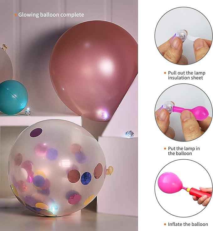 Aogist 200pcs Orange Balloon Light,Long Standby Time Waterproof Mini Ball Light,Round LED Flash Lamp for Paper Lantern Balloon Party,Wedding,Birthday,Festival,New Year and Christmas Decorative