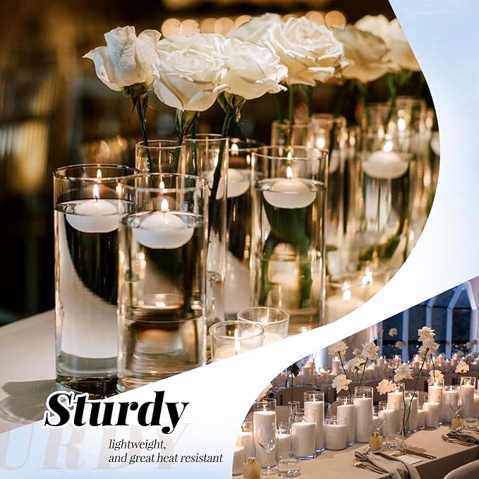 12Pack Glass Cylinder Vases for Centerpieces - 4 Inch Small Flower Vase for Wedding Decorations, Floating Candle Holder Vase Bulk,Glass Hurricane Candle Holders for Table Shelf, Party, Home Decor